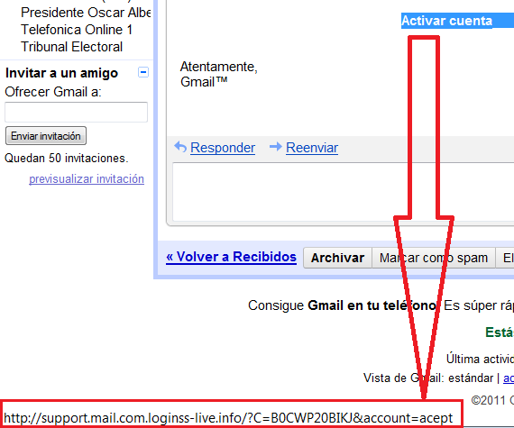 Gmail - No es una URL válida
