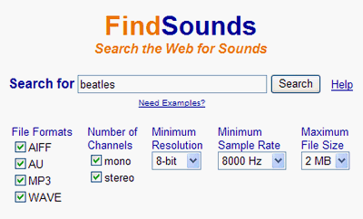 FindSounds, buscador de efectos musicales y demos de instrumentos musicales. 1