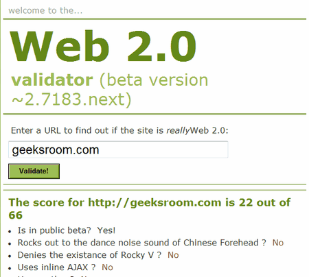 Es tu sitio Web 2.0? averígualo con Web 2.0 Validator 1