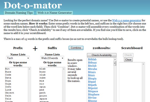 Dot-O-Mator, generador de nombres de dominio 1