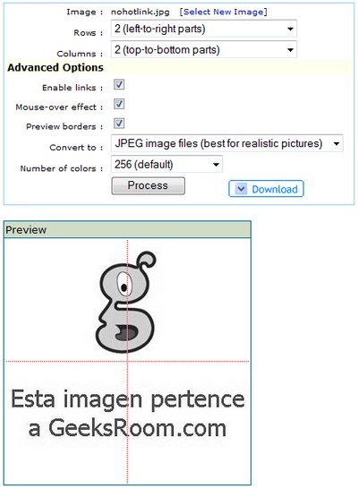 Online Image Splitter, separa una imagen en varias partes para que cargue más rápido 1