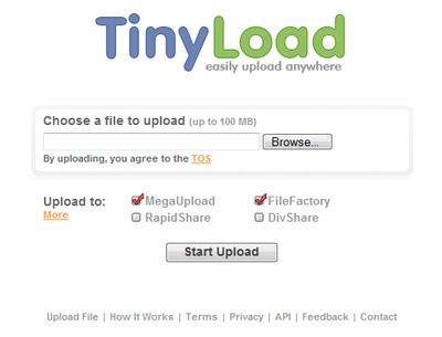 Envía ficheros a varios servicios de alojamiento con TinyLoad. 1