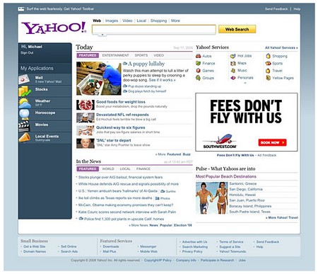 Yahoo está trabajando duro en una nueva portada. 1
