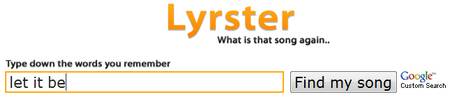 Busca la letra de un tema musical en Lyrster 1
