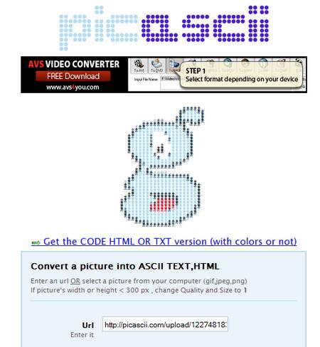 PicAscii, convierte tus imagenes en arte ASCII 1