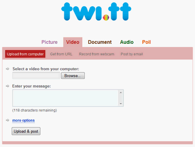 Twi.tt, te permite enviar videos, imágenes, documentos, audios y encuestas a Twitter 1
