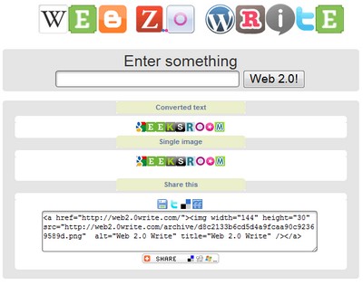 Web 2.0 Write, crea un título con letras de logos tipo Web 2.0 1