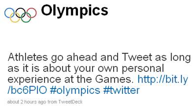 El Comité Olímpico Internacional autoriza a los atletas a Twittear 1
