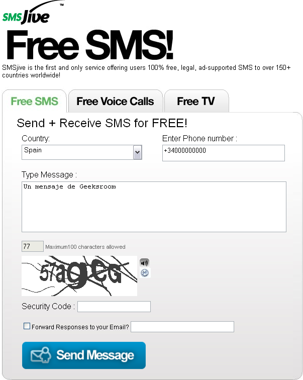 SMSjive: Envia SMS Gratis a más de 150 Países. 1