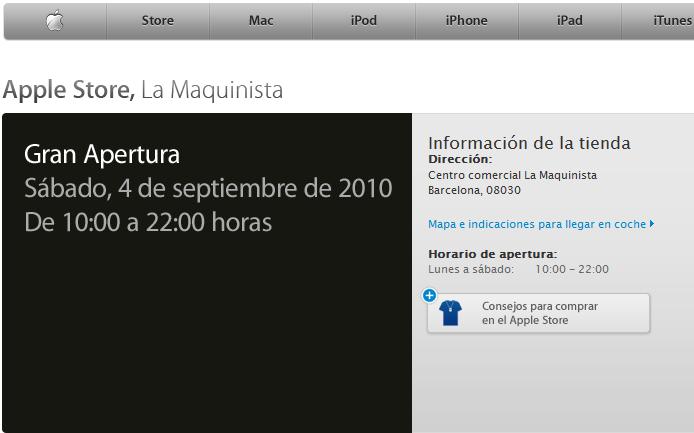 El Sábado 4/09/2010 abre la Apple Store de la Maquinista en Barcelona. 1