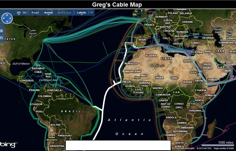 El Mapa Interactivo del Cableado de Red Submarino del Mundo. 1