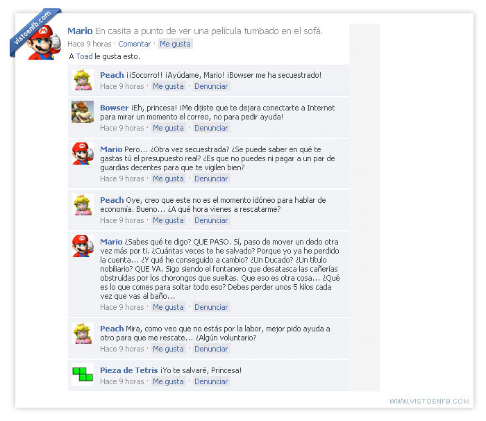 Mario Bros y su Muro de Facebook. 1