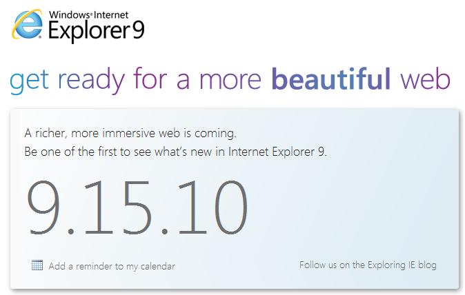La publicidad que Microsoft tiene para el Internet Explorer 9. 1