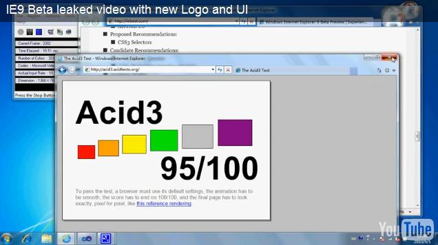 Internet Explorer 9 testeado con Acid3 su nota 95/100.[Vídeo] 1
