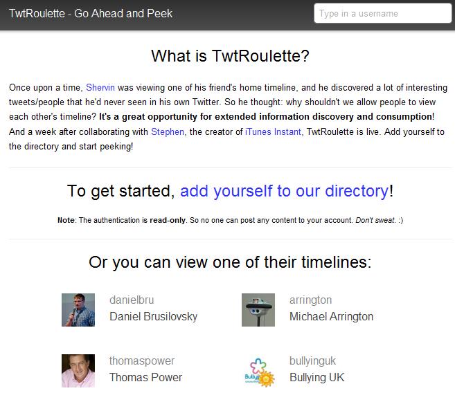 TwtRoulette: Mira Twitter a traves de otras personas. 1