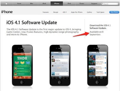 iOS 4.1 se confirma para el 8 de septiembre – al menos en el Apple inglés! 1