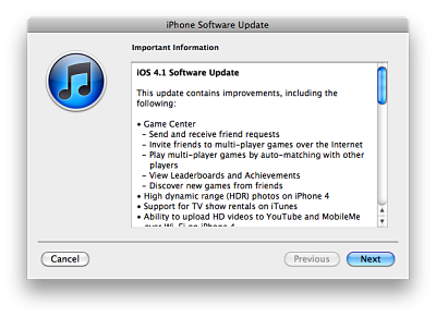 Apple ya tiene a disposición para descargar la versión 4.1 del iOS. 1