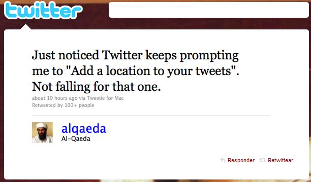 Piden a Bin Laden que Geolocalize sus Tweets.[Humor] 1