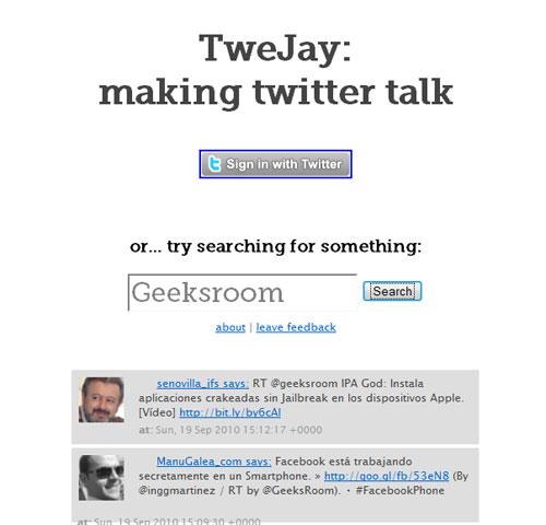 TweJay: Hace que Twitter hable! 1