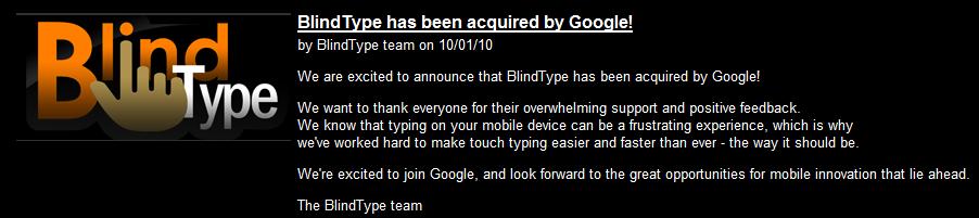 Google Adquiere la empresa BlindType. 1