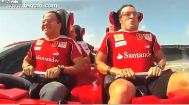 Fernando Alonso y Felipe Massa en el parque temático Ferrari World.[Vídeo] 1