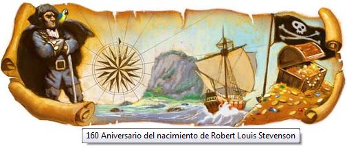 Google homenajea con un Doodle a Robert Louis Stevenson por su 160 aniversario. 1