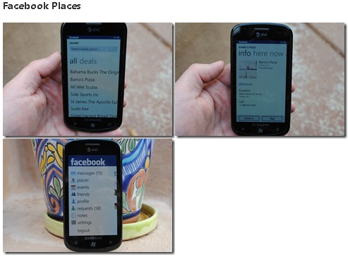 Windows Phone 7 tiene Facebook Places y permite etiquetar las fotos. 2