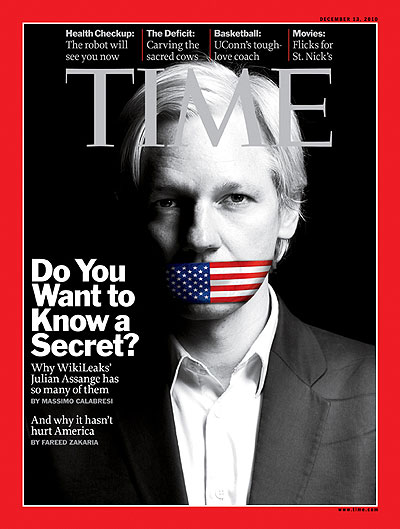 Julian Assange persona del año elegido por los lectores de TIME. 1
