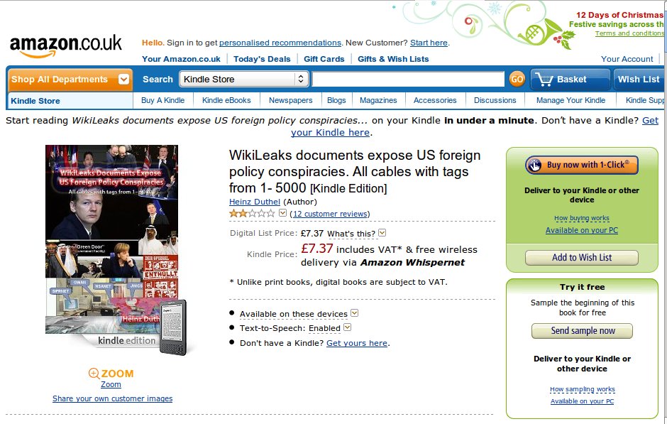 Amazon vende los cables Wikileaks pese a rechazar el hosting de la organización.[WTF??] 1