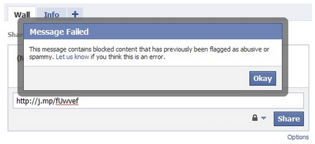 Facebook está bloqueando algunas URL's acortadas con Bit.Ly 1