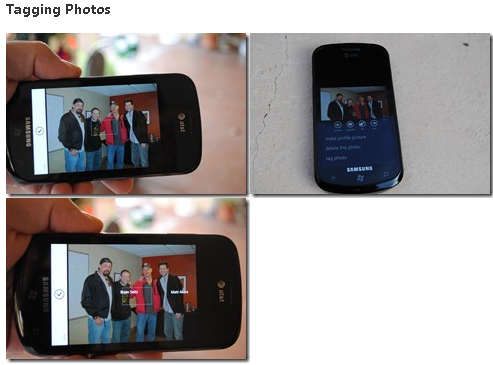 Windows Phone 7 tiene Facebook Places y permite etiquetar las fotos. 3