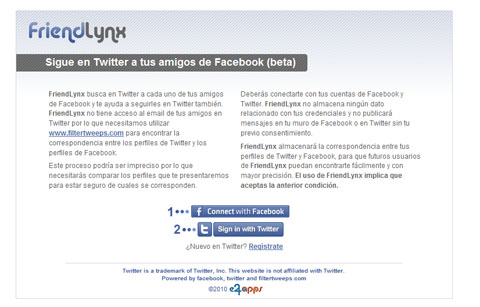 Friendlynx: Encuentra quien de tus amigos de Facebook usan Twitter y agregalos. 1