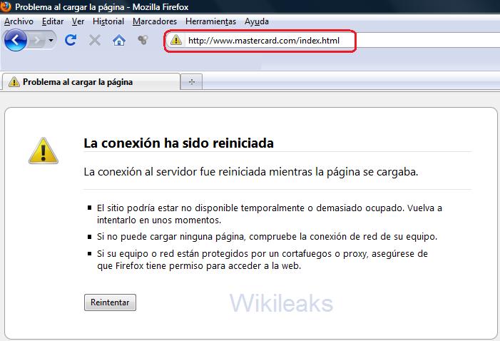 Anonymous deja Down el sitio Mastercard.com en apoyo a WikiLeaks. 2