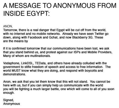 El gobierno de Egipto corta completamente Internet 2