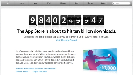 Apple a las 10.000 millones de descargas y te regala 10 mil dólares 1