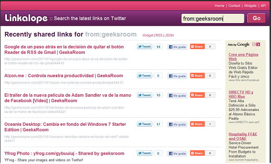 Resultados búsqueda @GeeksRoom en Linkalope