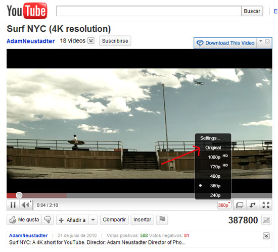 Youtube ya soporta videos de 4K de resolución 1