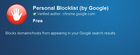 Personal Blocklist para ayudar en la selección de sitios web de calidad 1