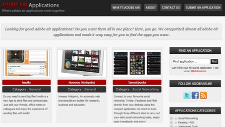 AdobeAir.me, directorio de aplicaciones desarrolladas en Adobe Air 1