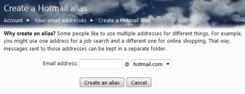 Hotmail introduce una nueva característica: Alias 1