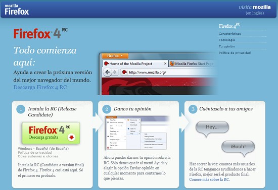La versión final de Firefox 4 saldría el 22 de Marzo. 1