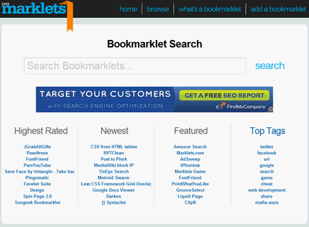 Marklets, directorio de bookmarklets 1