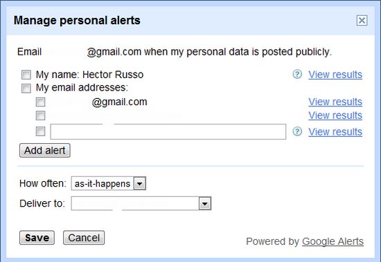 Me on the Web, nueva herramienta de alertas de Google 2
