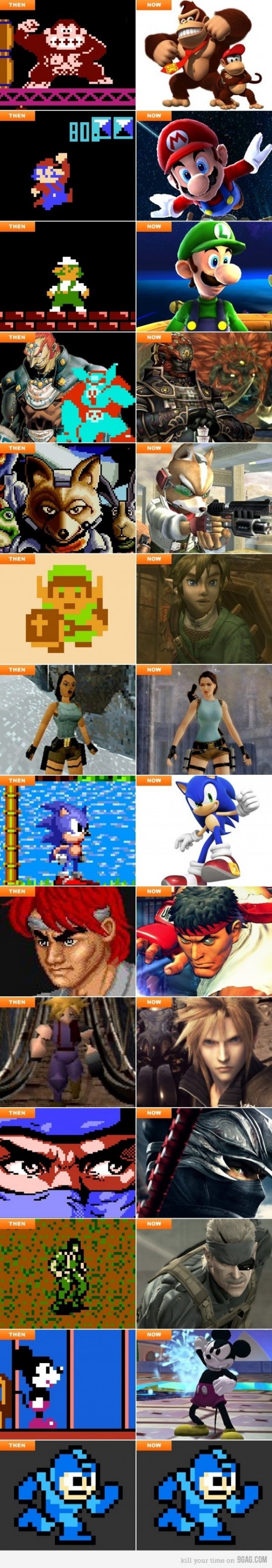 Evolución de algunos personajes de videojuegos #Infografía 1