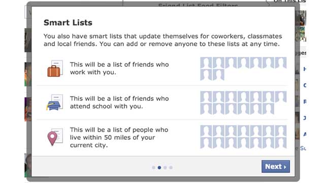 Facebook esta probando una nueva funcionalidad parecida a los círculos de Google+ 1