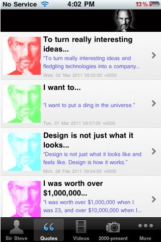 Sir Steve Jobs, aplicación sobre Steve Jobs para iOS 2