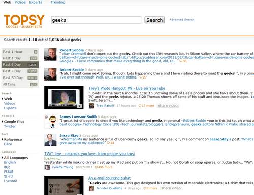 Topsy lanza un buscador de envíos públicos de Google+ 1
