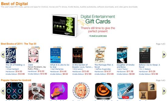 Amazon anuncia lo "Mejor de su Tienda Digital" del 2011 1