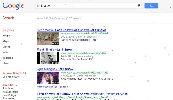 Let It Snow, el nuevo huevo de pascuas de Google 1