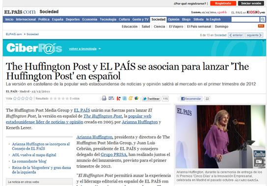 Nuevo medio en español, El Huffington Post y ElPais.com 1